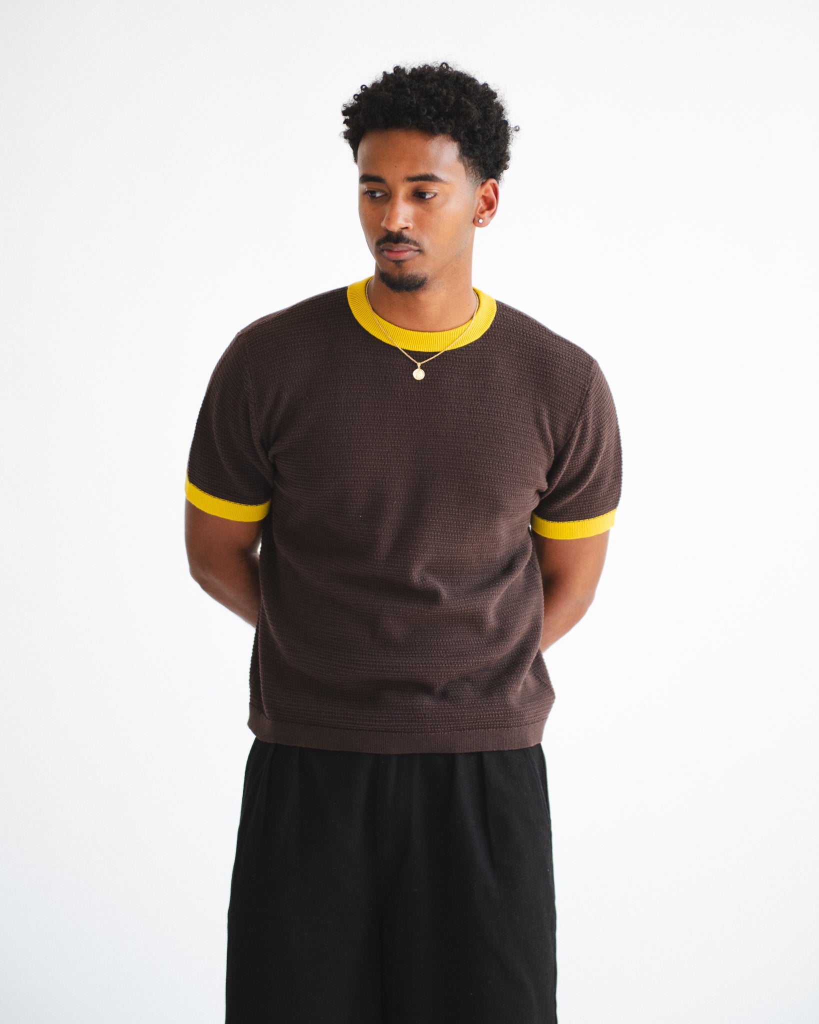 Men's Textured Knit Ringer Tee | Chez Rien