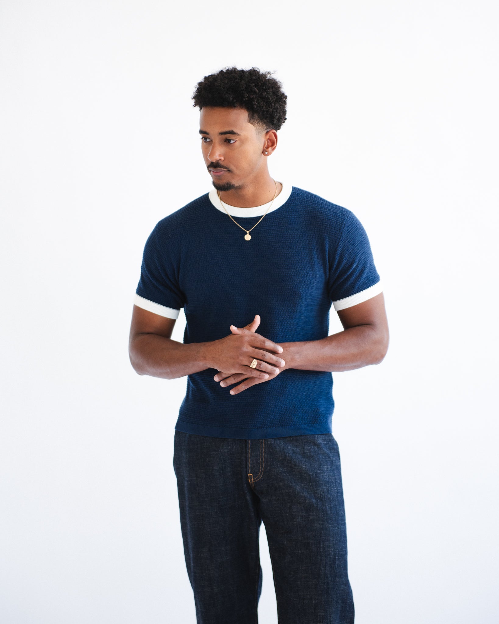 Men's Textured Knit Ringer Tee | Chez Rien