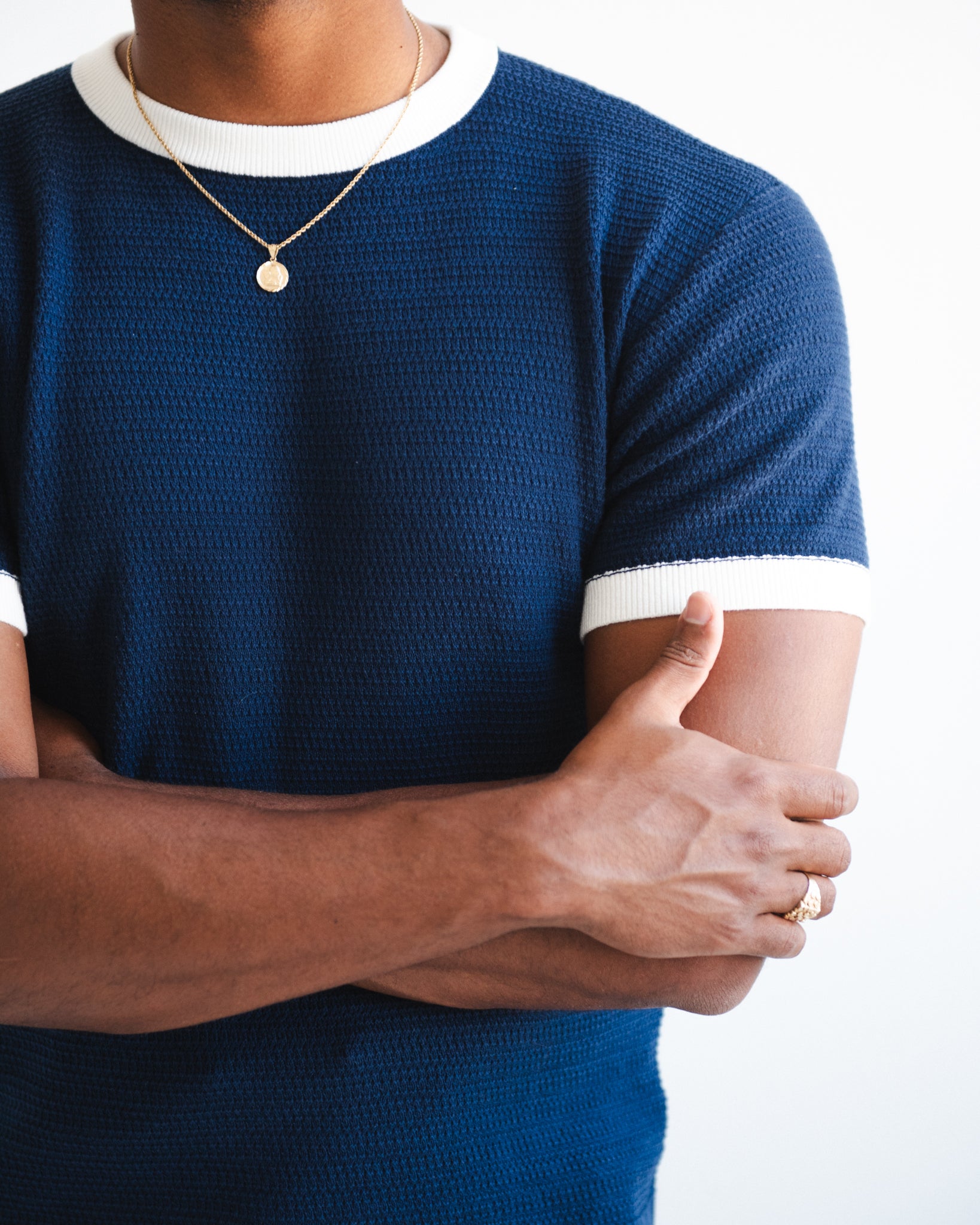 Men's Textured Knit Ringer Tee | Chez Rien