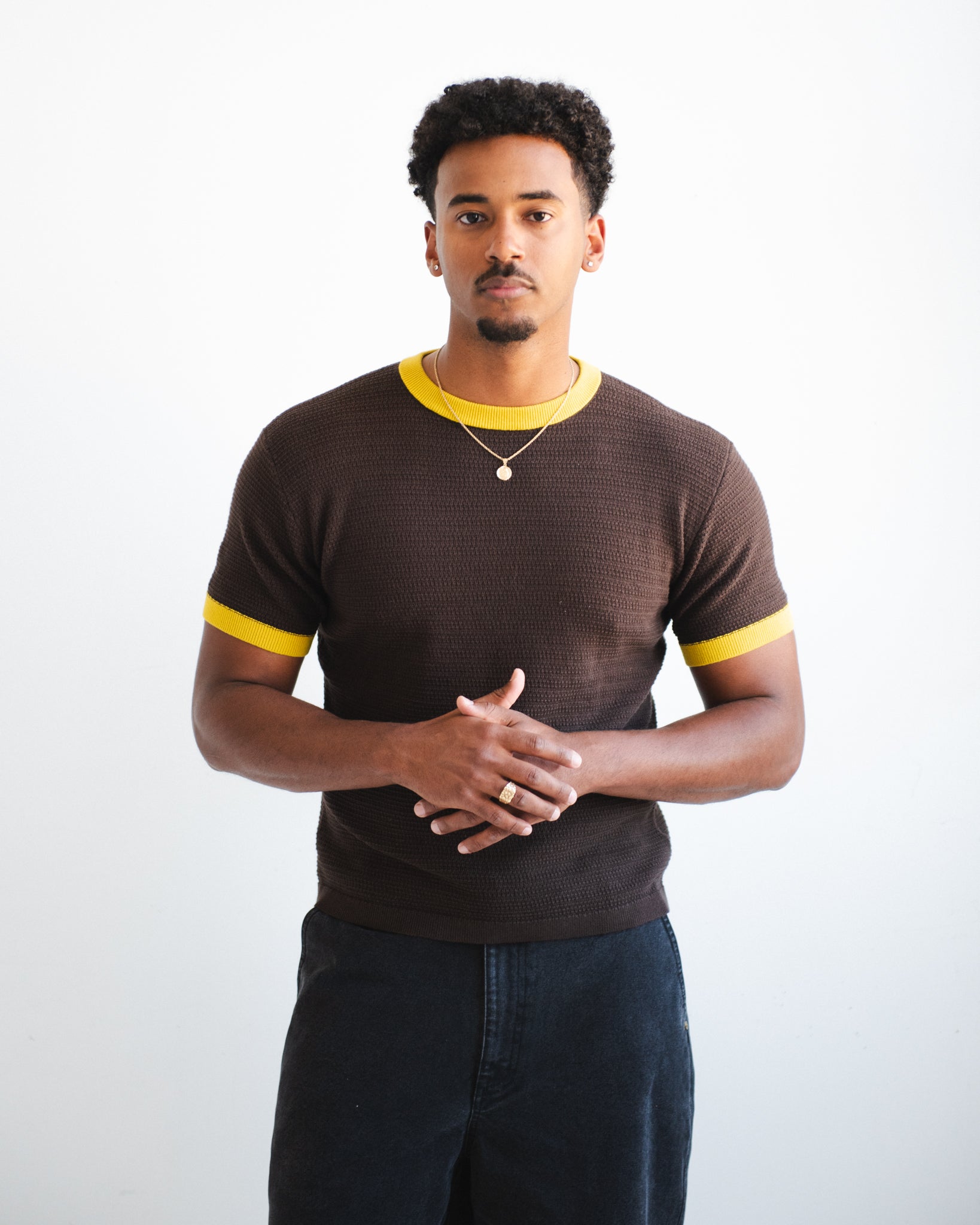 Men's Textured Knit Ringer Tee | Chez Rien