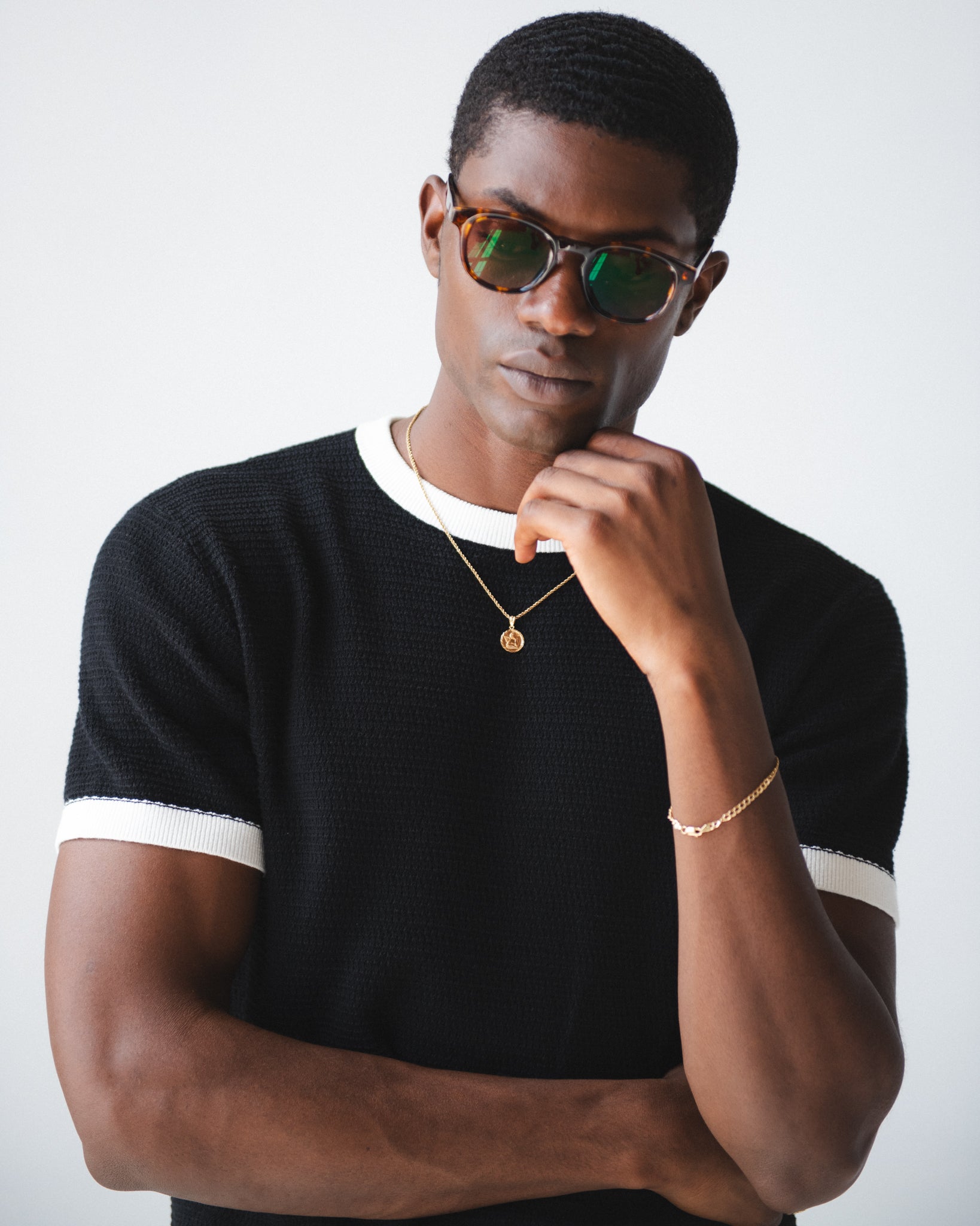 Men's Textured Knit Ringer Tee | Chez Rien