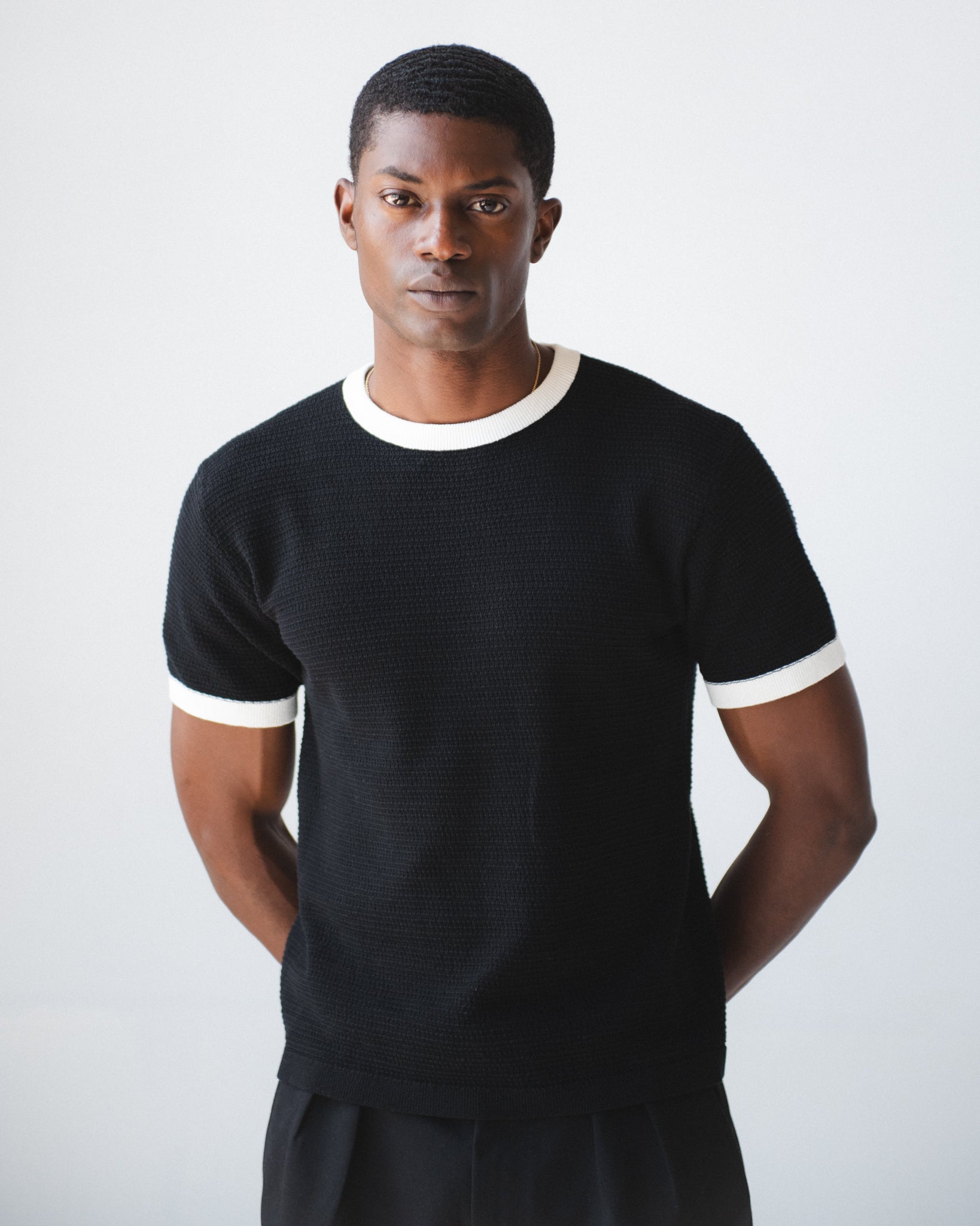 Men's Textured Knit Ringer Tee | Chez Rien